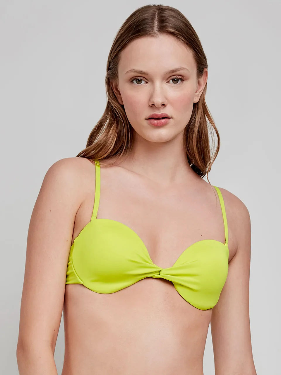 BIKINI FLUORESCENTE BANDEAU LISO BRAGUITA ESPECIAL ALTA