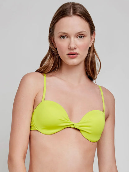 BIKINI FLUORESCENTE BANDEAU LISO BRAGUITA ESPECIAL ALTA