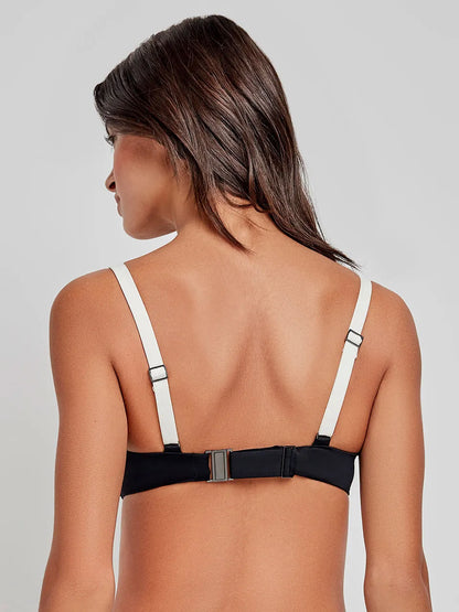 BIKINI BICOLOR BRAGA EN V BLACK AND WHITE