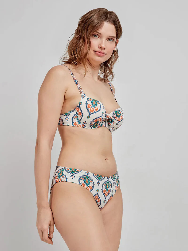 BIKINI CON ARO Y FOAM BRAGA MIDI ARABESCO PRINT