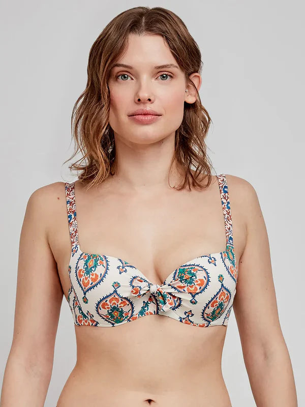 BIKINI CON ARO Y FOAM BRAGA MIDI ARABESCO PRINT