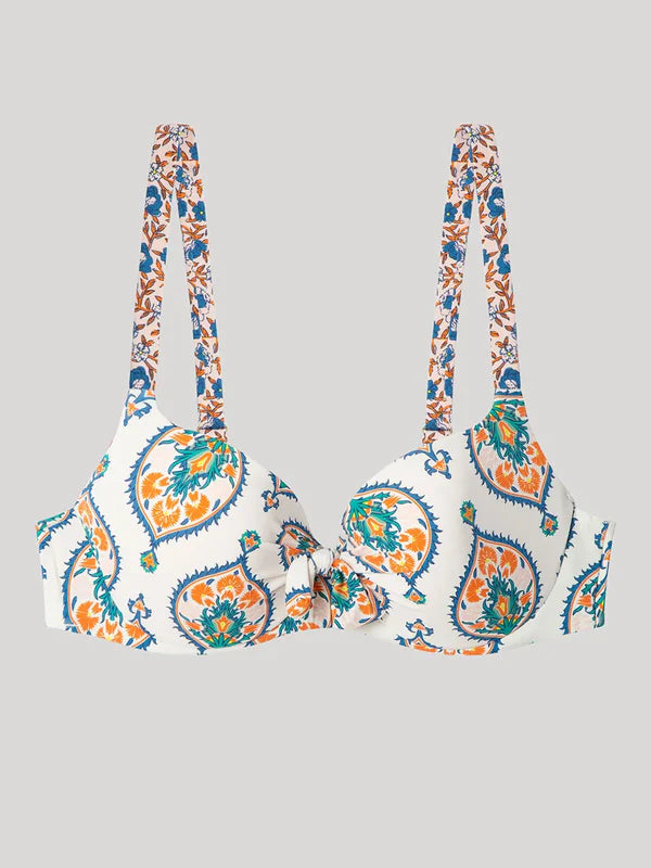 BIKINI CON ARO Y FOAM BRAGA MIDI ARABESCO PRINT