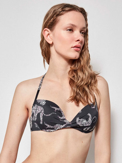 BIKINI ESTAMPADO JAGUAR CON BRAGUITA REVERSIBLE