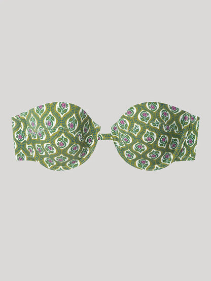 BIKINI DISEÑO FLORAL CON BRAGUITA AJUSTABLE EN LATERALES