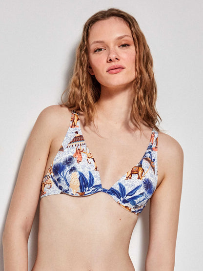 BIKINI CON ARO Y FOAM BRAGUITA CORTE CLASICO ESTAMPADO AFRICANO