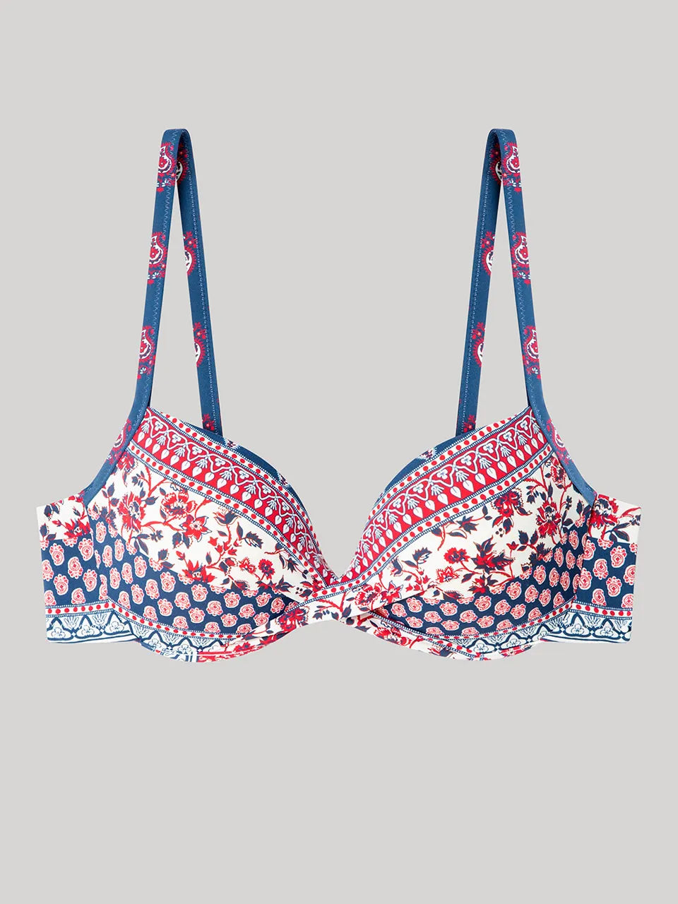 BIKINI CON ARO Y FOAM BRAGA REVERSIBLE ESTAMPADO ETNICO