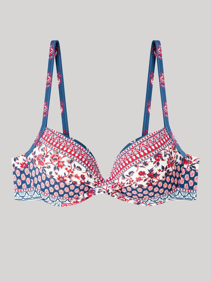 BIKINI CON ARO Y FOAM BRAGA REVERSIBLE ESTAMPADO ETNICO