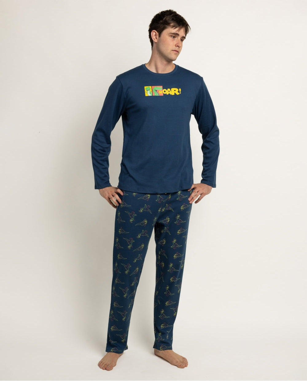 Pijama de hombre disney toy story roar manga larga azul marino