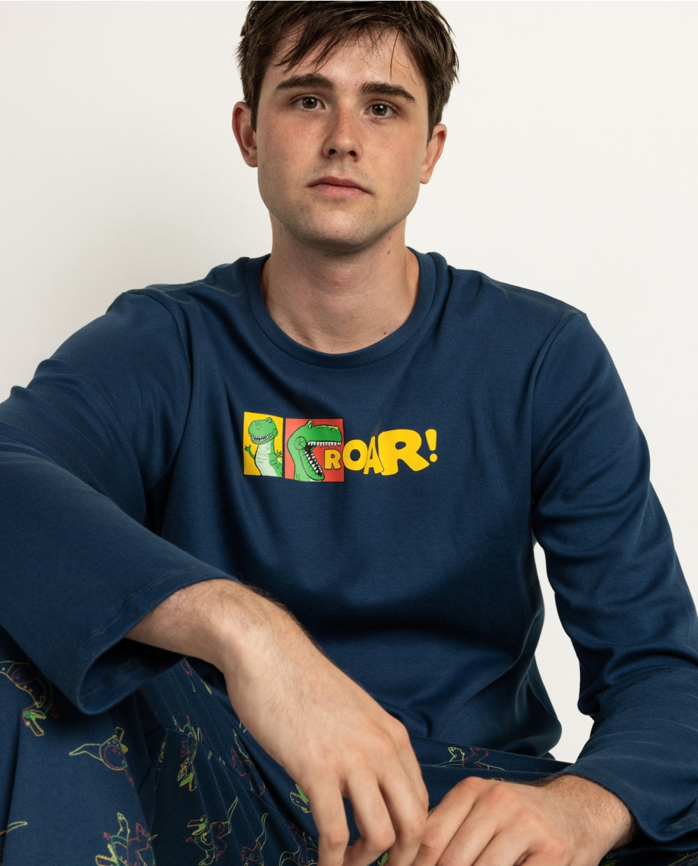 Pijama de hombre disney toy story roar manga larga azul marino