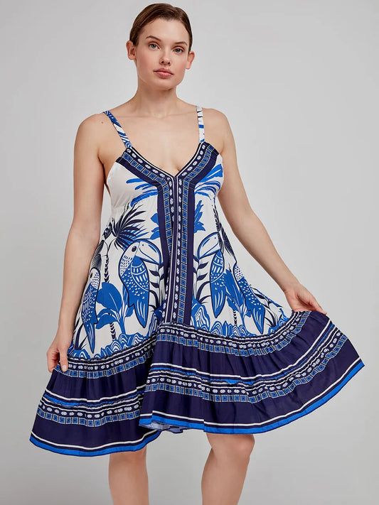 VESTIDO CORTO PLAYERO TUCAN PRINT