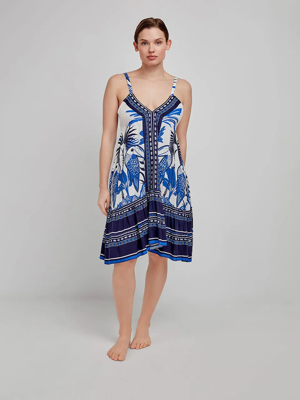 VESTIDO CORTO PLAYERO TUCAN PRINT