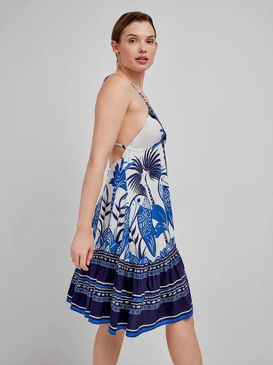 VESTIDO CORTO PLAYERO TUCAN PRINT