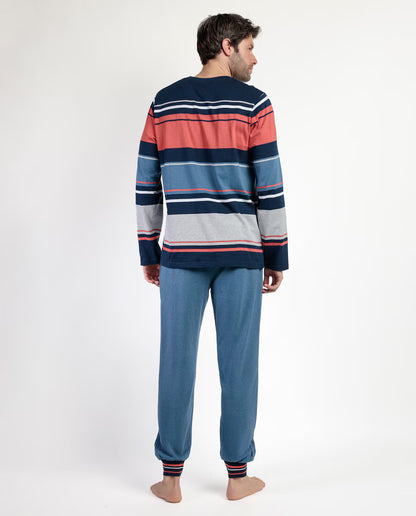 PIJAMA MANGA LARGA HOMBRE RAYAS BURNT