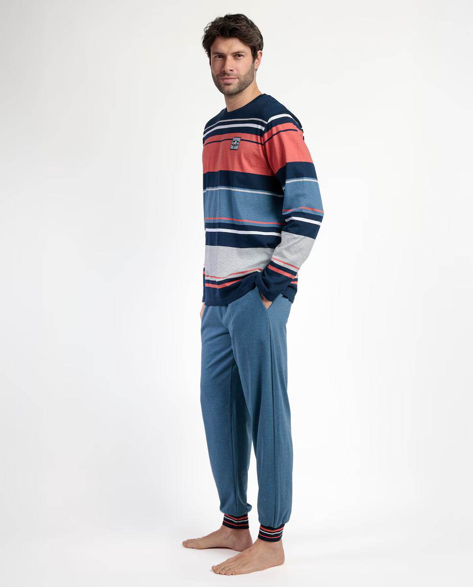 PIJAMA MANGA LARGA HOMBRE RAYAS BURNT