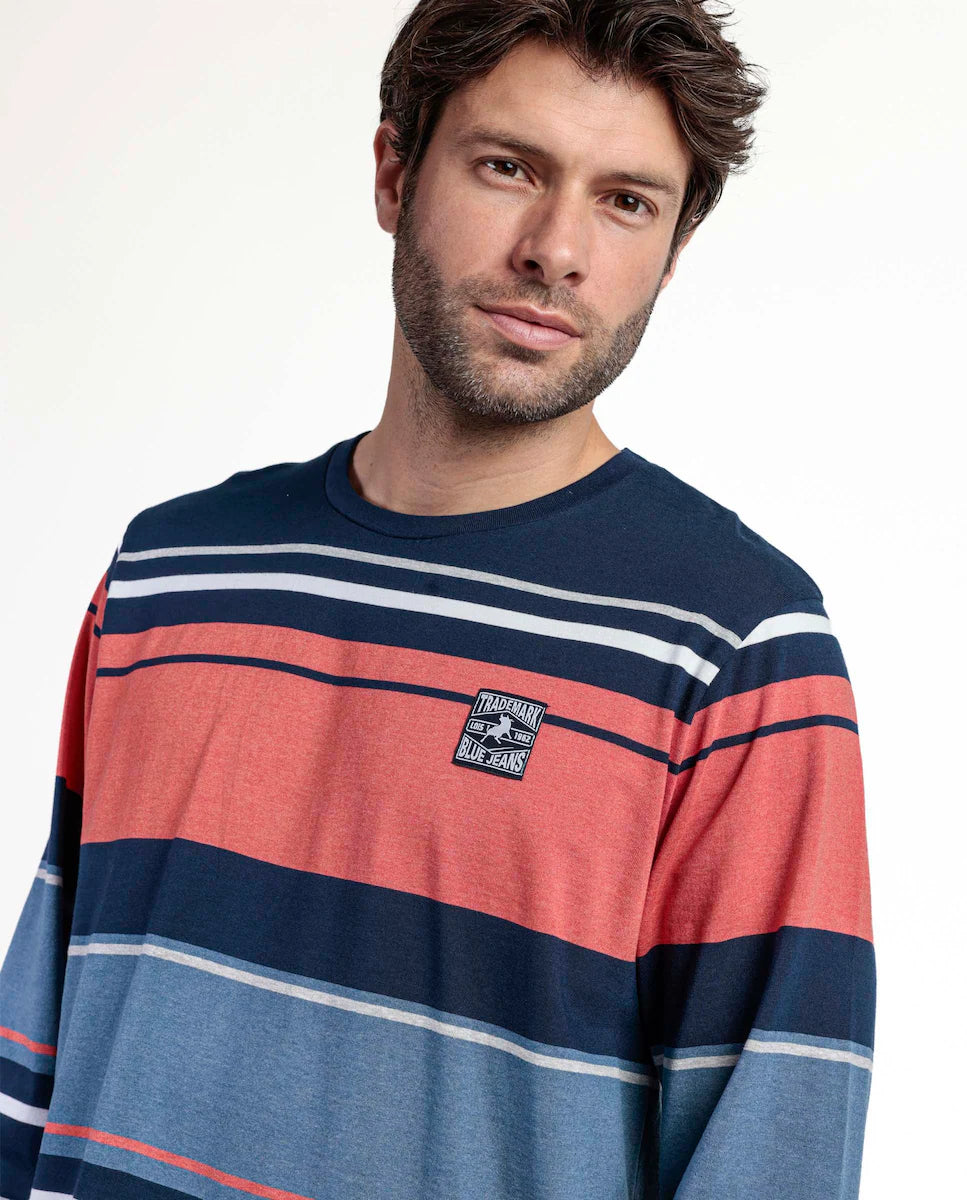 PIJAMA MANGA LARGA HOMBRE RAYAS BURNT