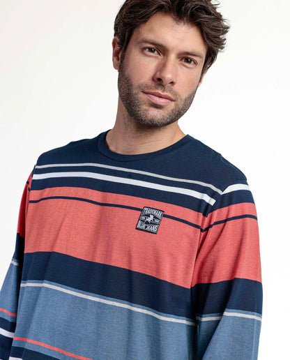 PIJAMA MANGA LARGA HOMBRE RAYAS BURNT