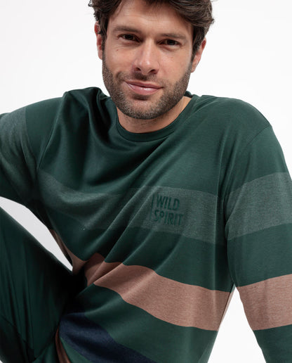 PIJAMA MANGA LARGA HOMBRE RAYAS WILD SPIRIT