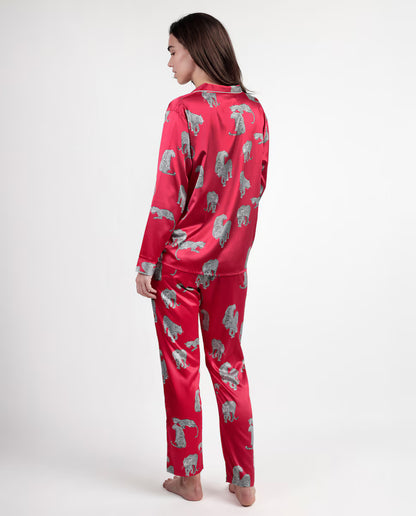 PIJAMA ABIERTO MANGA LARGA MUJER SATINADO JUNGLE FEVER