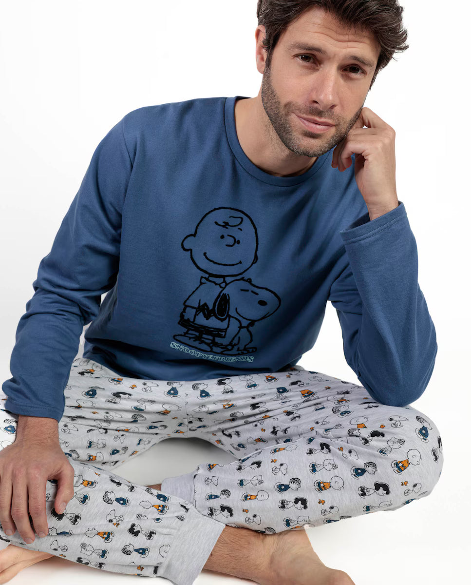 PIJAMA MANGA LARGA HOMBRE SNOOPY&FRIENDS NAVY
