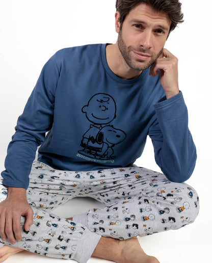 PIJAMA MANGA LARGA HOMBRE SNOOPY&FRIENDS NAVY