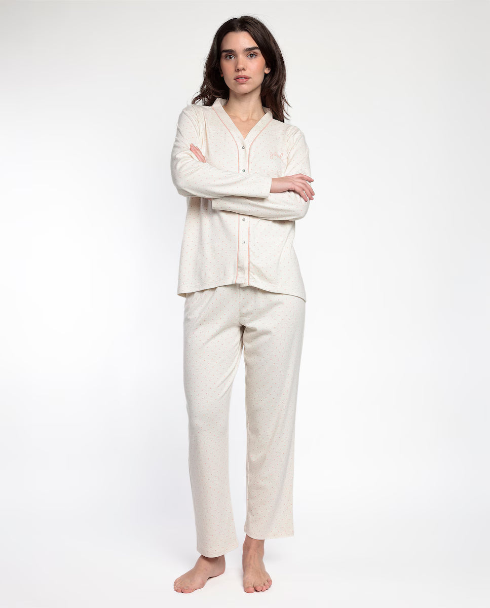 PIJAMA ABIERTO MANGA LARGA MUJER DOTS & FLOWERS