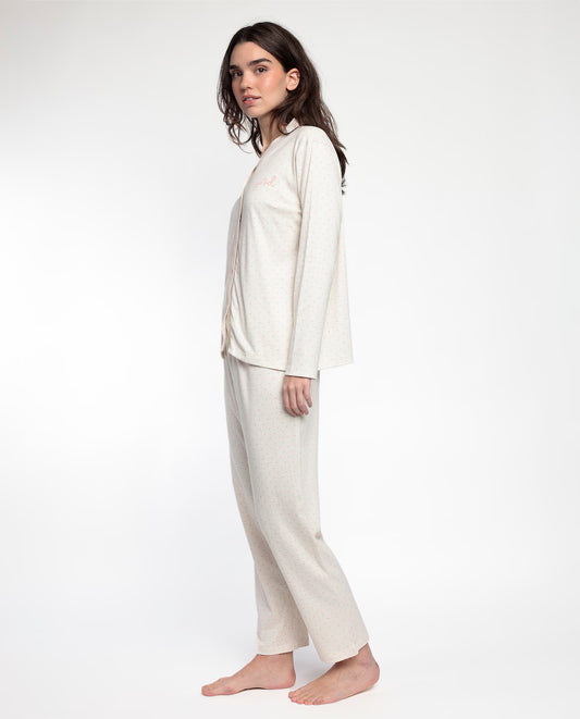 PIJAMA ABIERTO MANGA LARGA MUJER DOTS & FLOWERS