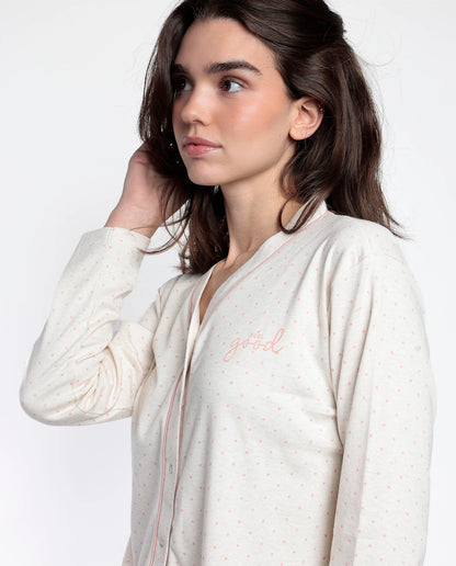 PIJAMA ABIERTO MANGA LARGA MUJER DOTS & FLOWERS
