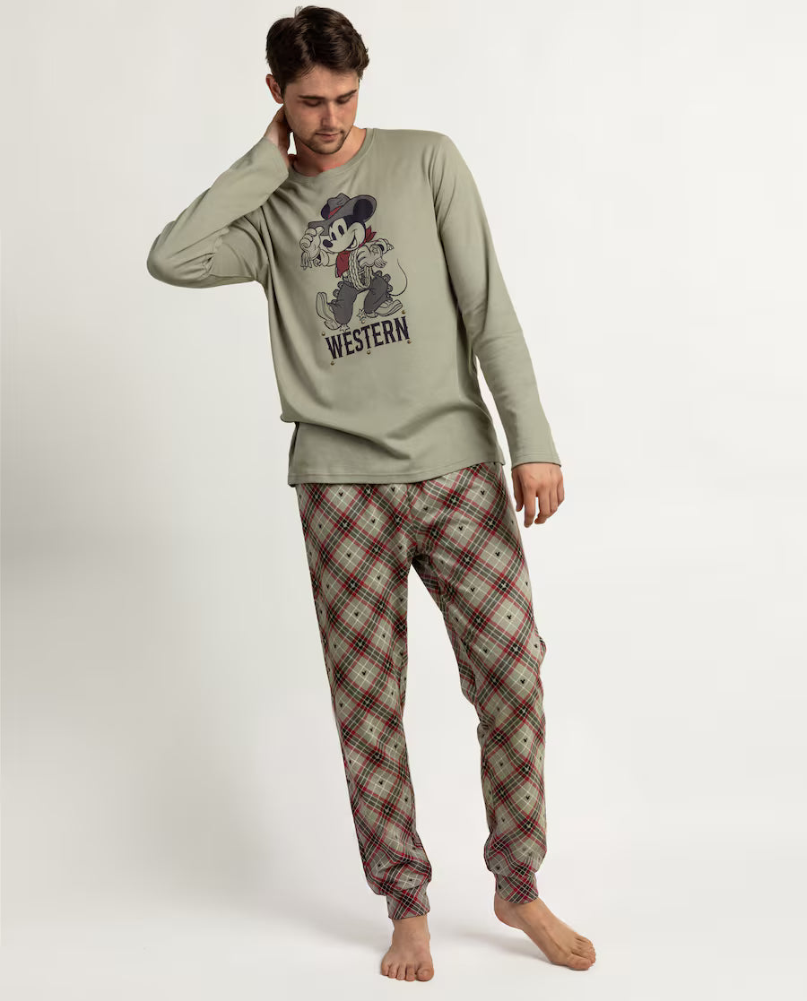 Pijama Hombre Disney Mickey Mouse Western 100% Algodón