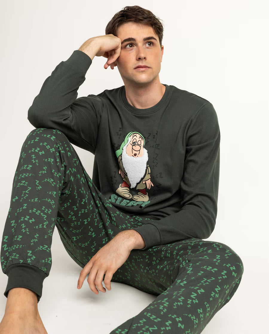 Pijama Hombre Disney Sleepy Dormilón 100% Algodón Verde