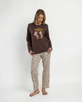 Pijama de mujer Disney Chip y Chop Snack Time de manga larga chocolate