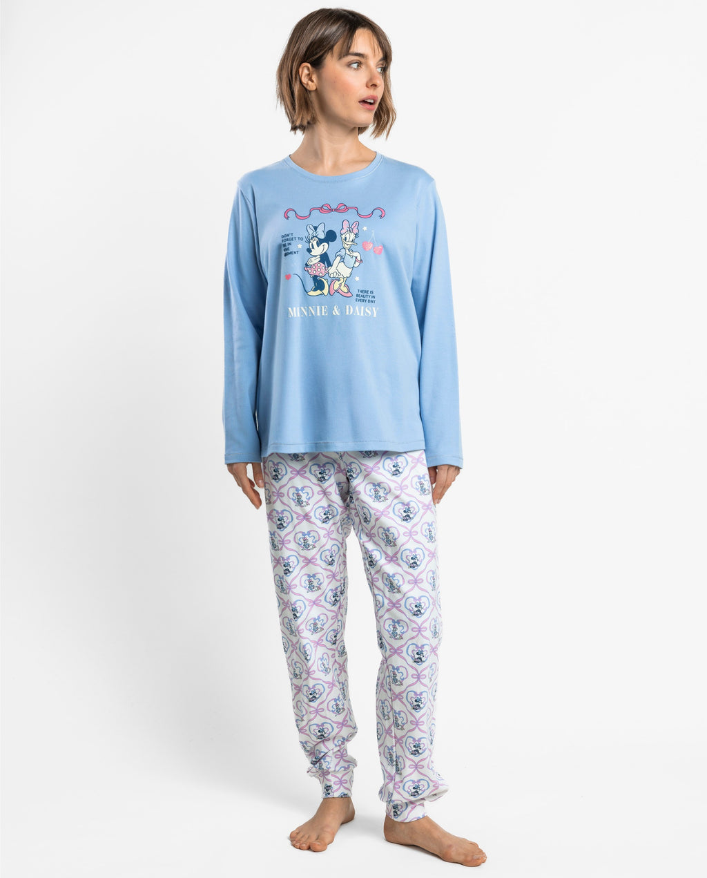 Pijama Mujer Disney Minnie y Daisy Coquette Friends Manga Larga Algodón