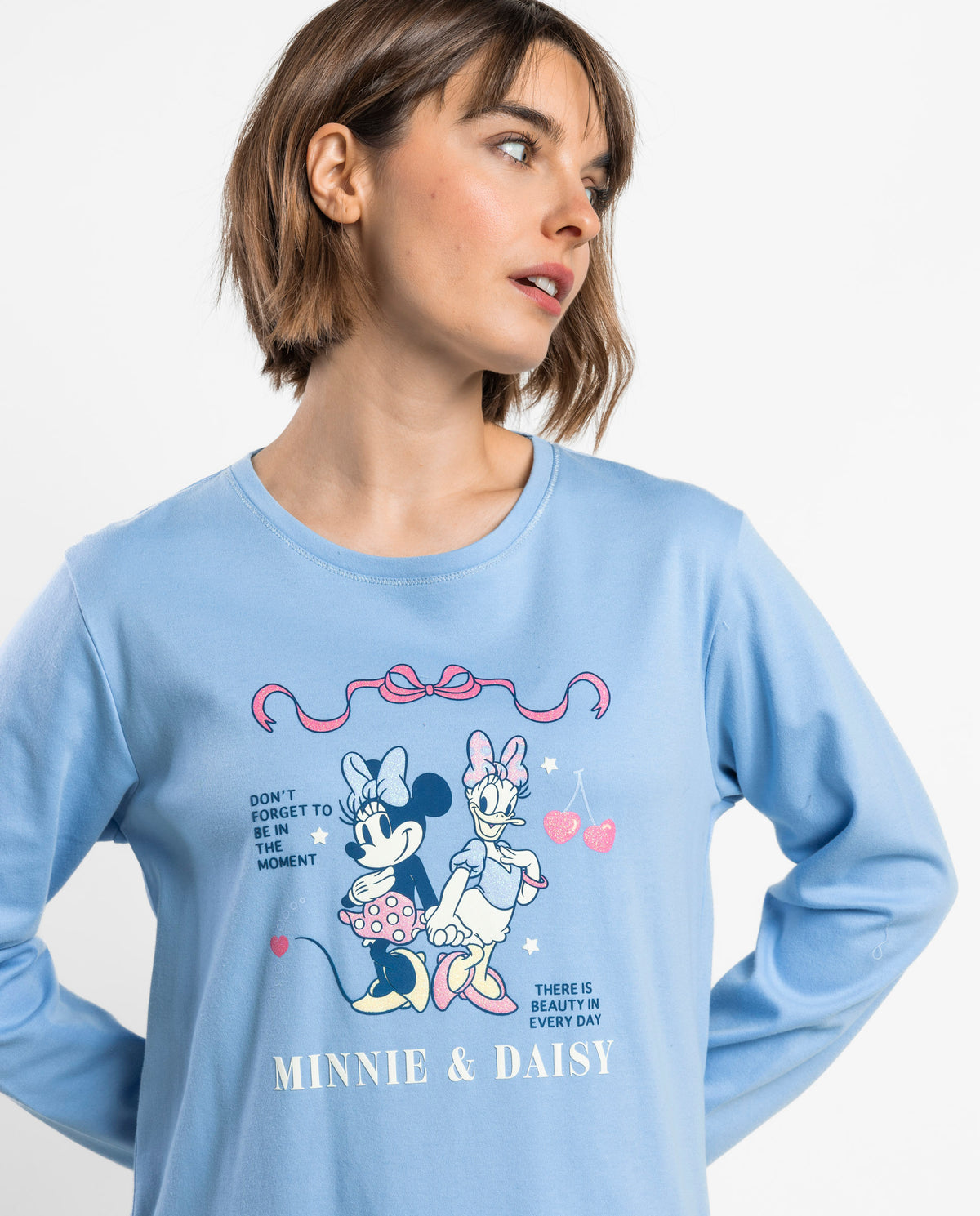 Pijama Mujer Disney Minnie y Daisy Coquette Friends Manga Larga Algodón