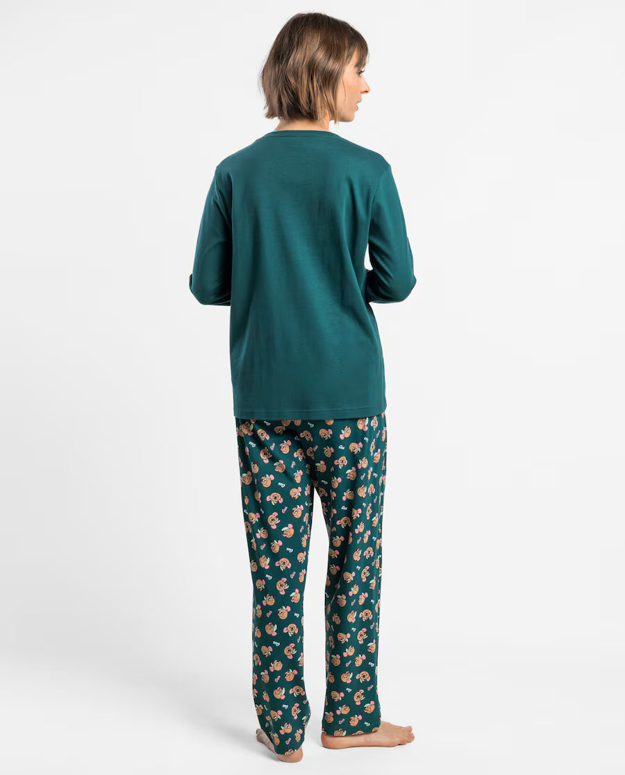 Pijama de mujer Disney Gus Gus Cheese de manga larga verde