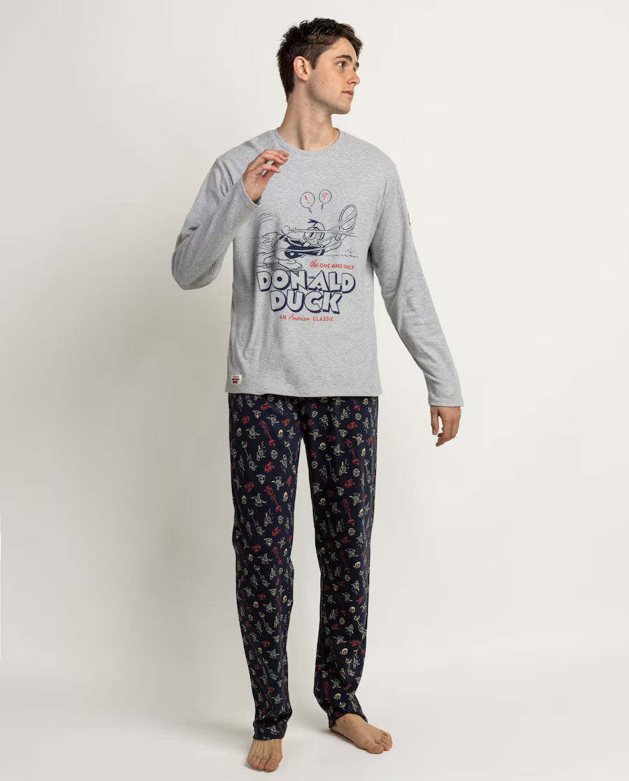 Pijama Hombre Disney Donald Duck American Classic Gris Jaspe