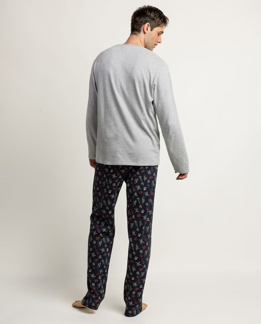 Pijama Hombre Disney Donald Duck American Classic Gris Jaspe