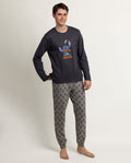 Pijama de hombre Disney Stitch Arcade de manga larga gris marengo