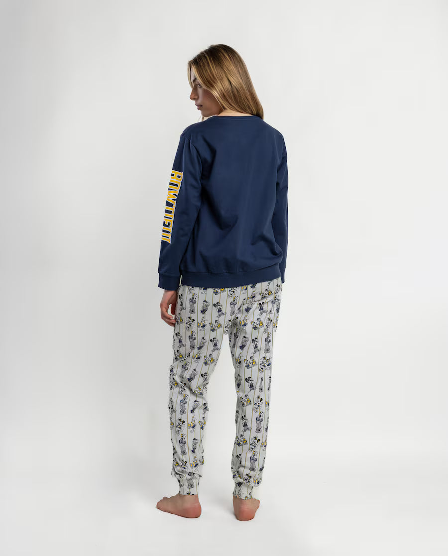 Pijama Mujer Disney Varsity Squad Bowtiful Azul Marino 100% Algodón