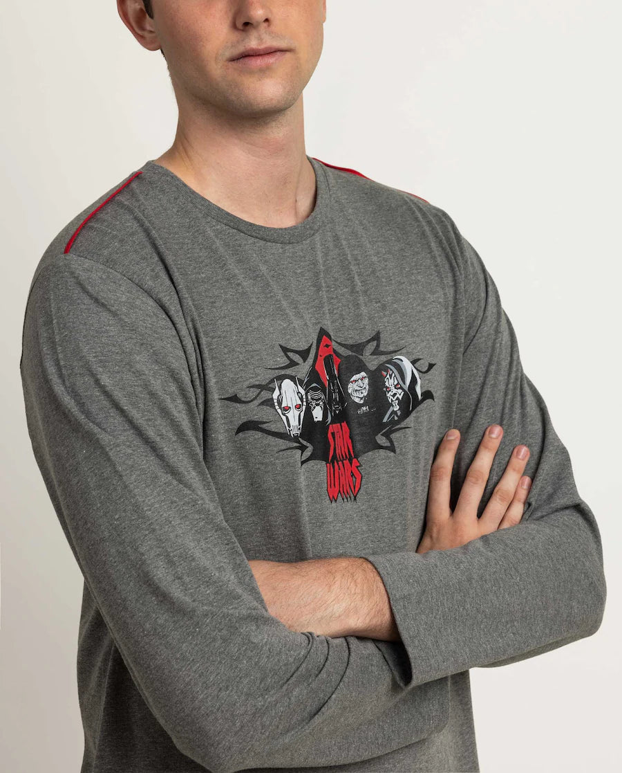 Pijama Hombre Star Wars Dark Friends Gris Jaspe Manga Larga
