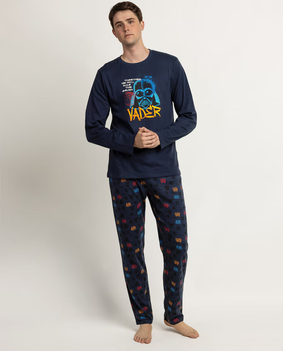 Pijama de hombre Star Wars Darth Vader Rule the Galaxy de algodón azul cobalto