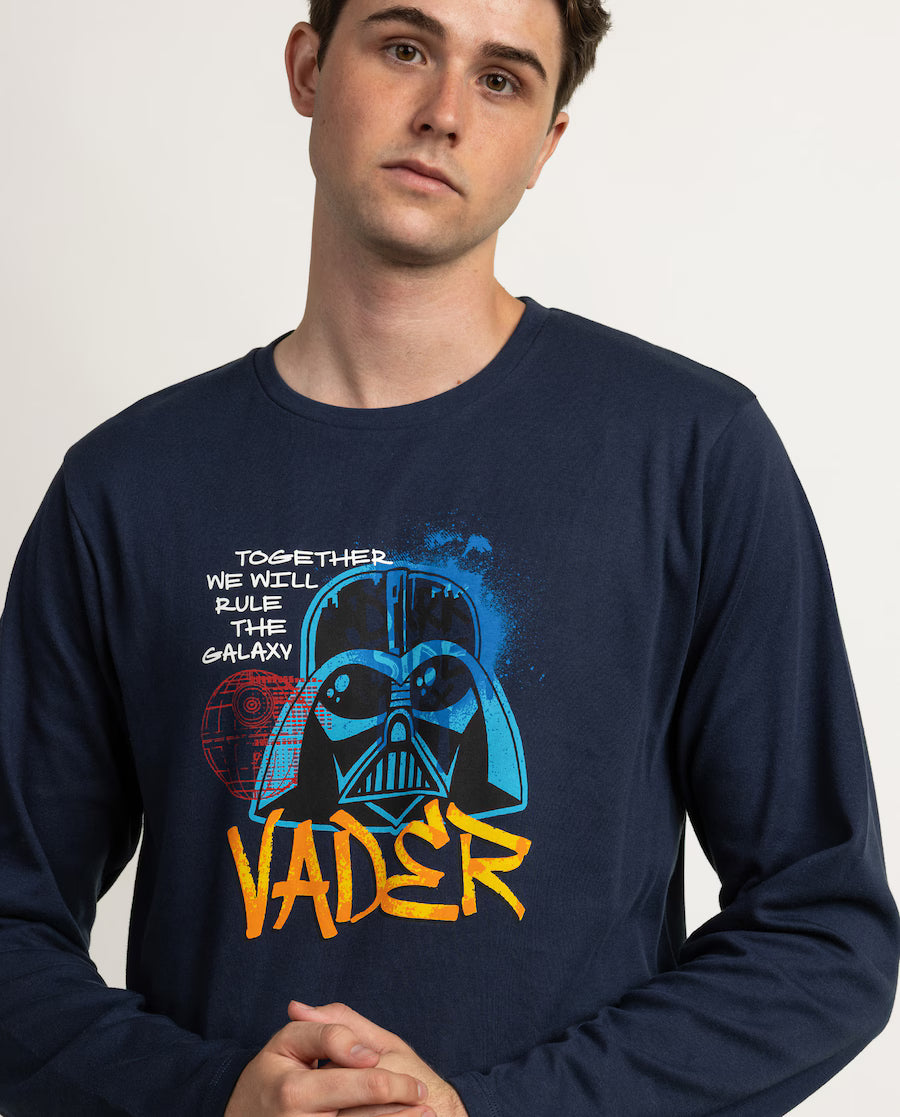 Pijama de hombre Star Wars Darth Vader Rule the Galaxy de algodón azul cobalto