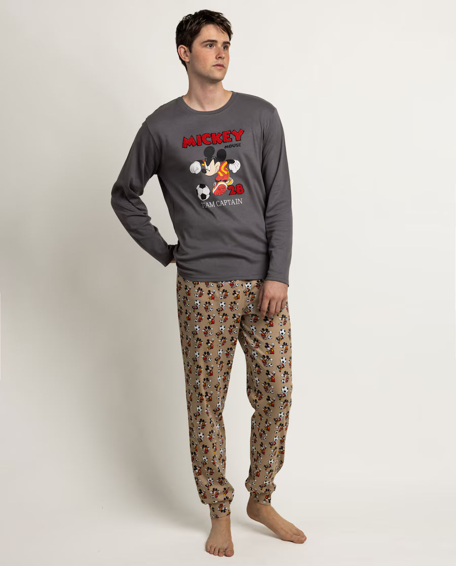 Pijama Hombre Disney Mickey Mouse Team Captain 100% Algodón Marengo