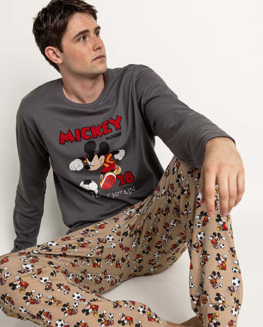 Pijama Hombre Disney Mickey Mouse Team Captain 100% Algodón Marengo