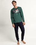 Pijama de hombre Disney Mickey Mouse Magic Style manga larga verde