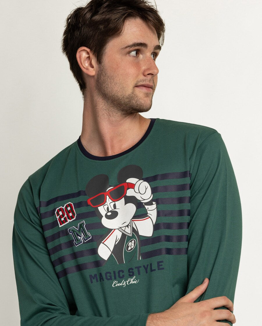 Pijama de hombre Disney Mickey Mouse Magic Style manga larga verde
