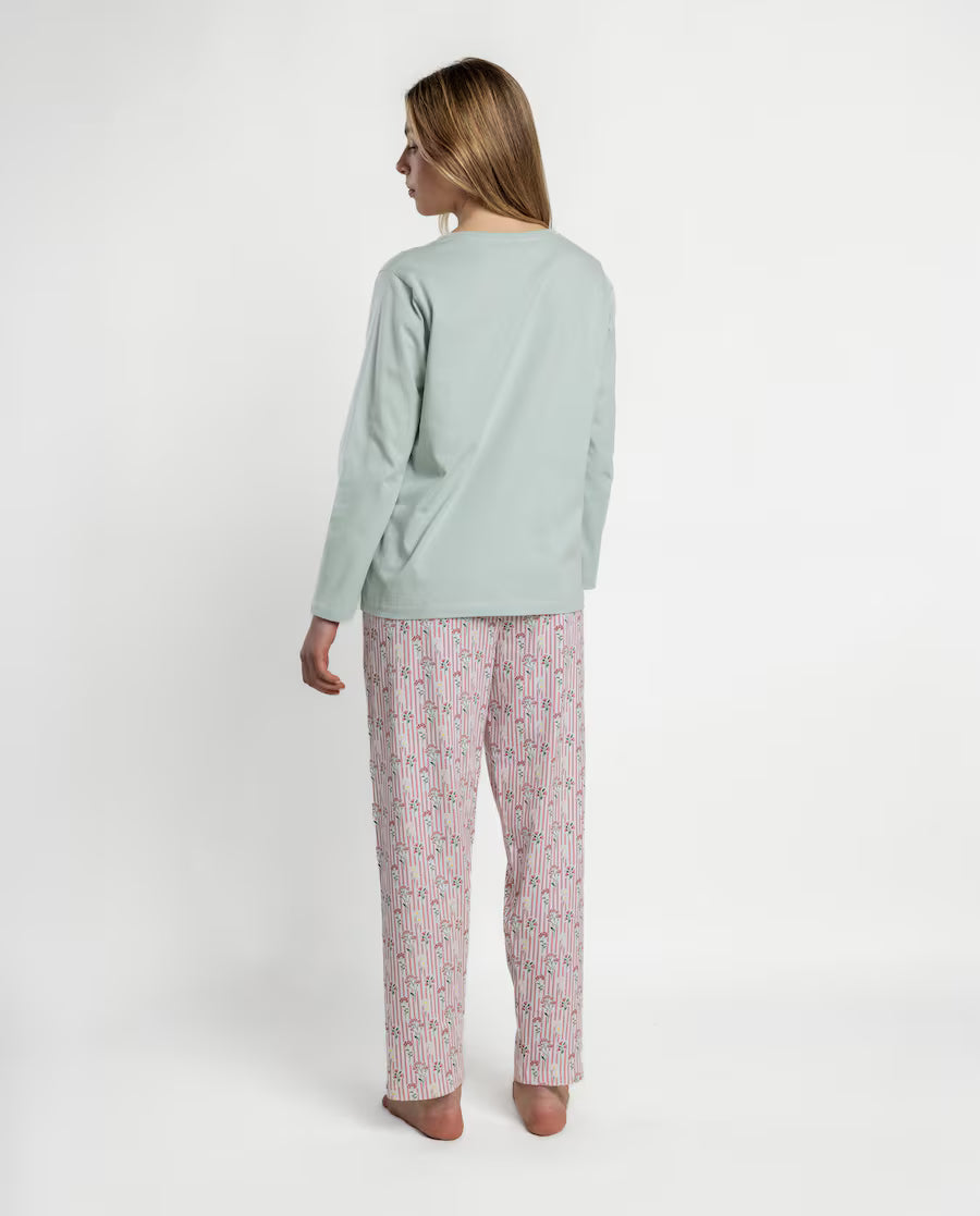 Pijama de mujer Disney Romantic Marie manga larga aqua
