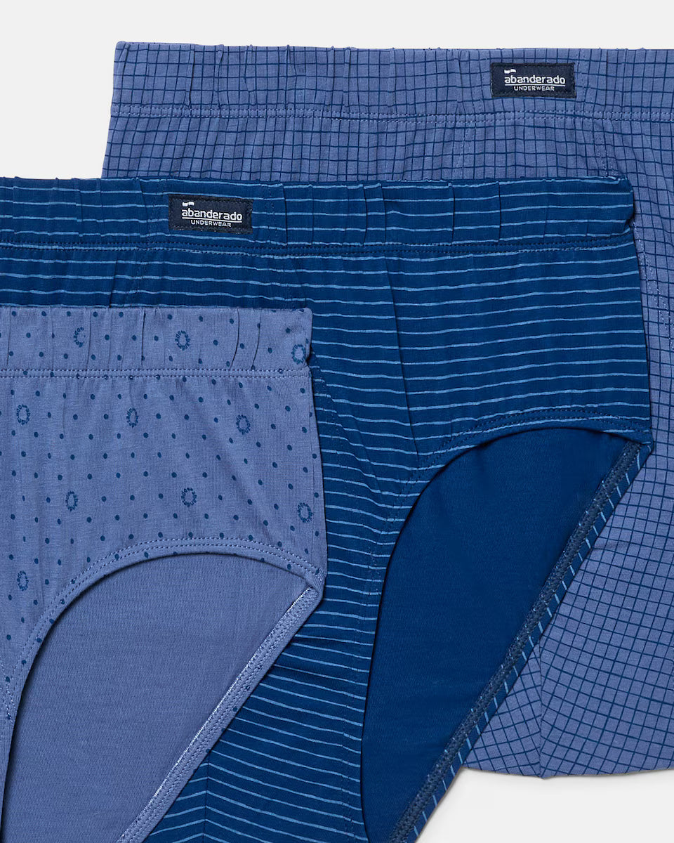 PACK-3 SLIPS ABIERTOS 080 MIX AZUL CLASIC