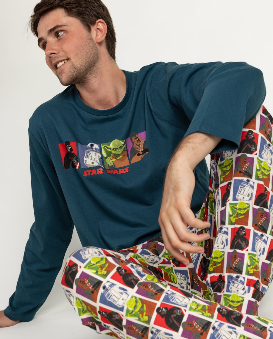 Pijama Hombre Star Wars Classic Wars Azul 100% Algodón