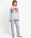 Pijama Mujer Disney Minnie Mouse Ribbon Club Gris Jaspe de Algodón