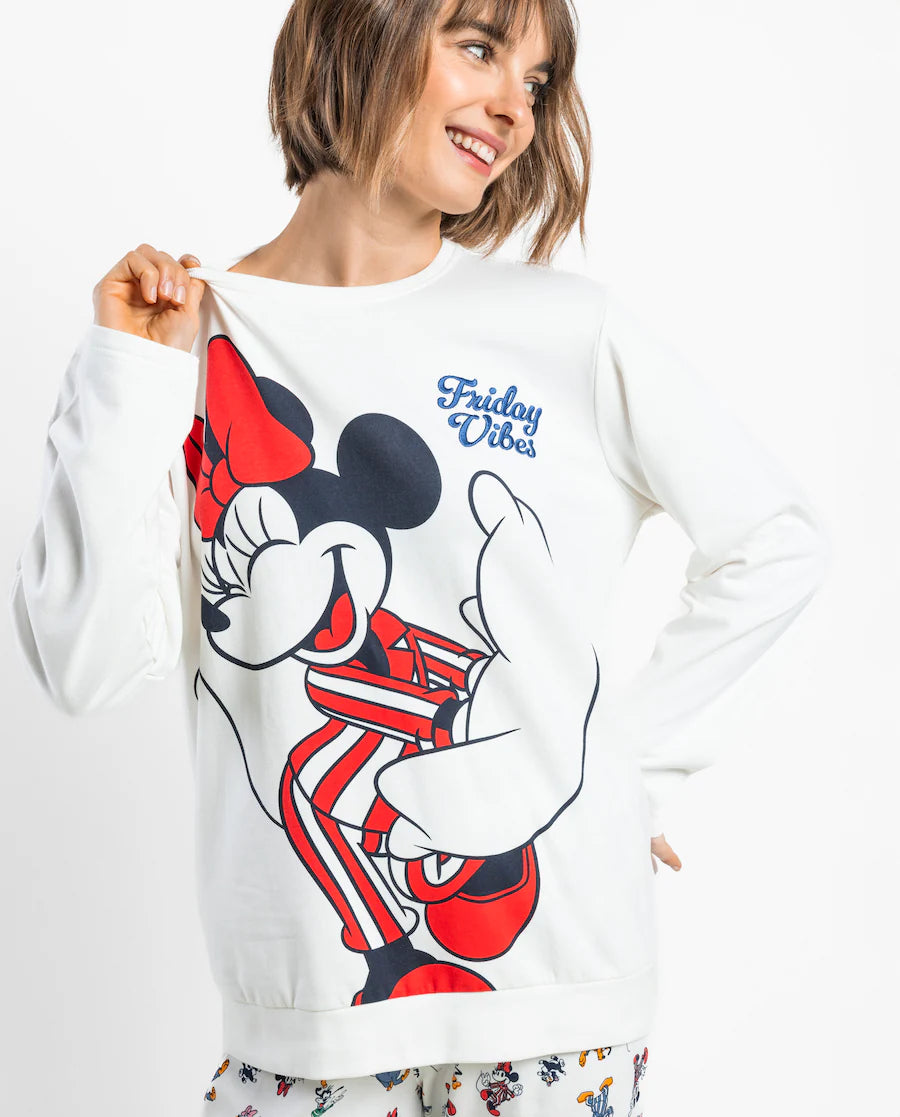 Pijama de mujer disney minnie mouse pj party de felpa crudo