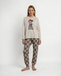 Pijama Mujer Disney Minnie Western Beige Manga Larga de Algodón